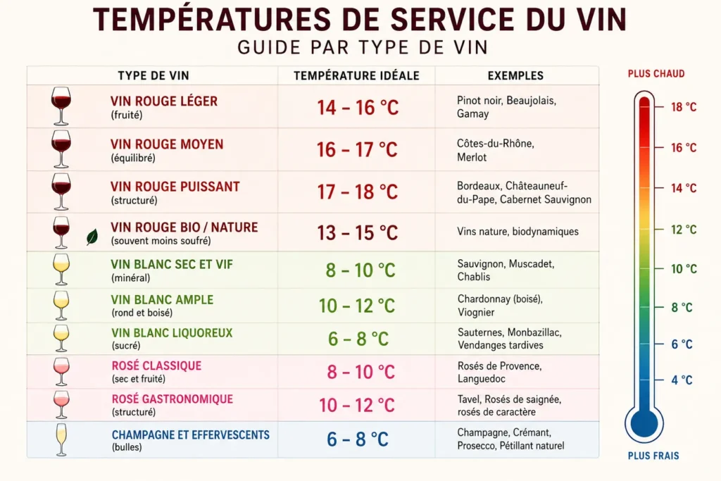 guide de temperature service du vin